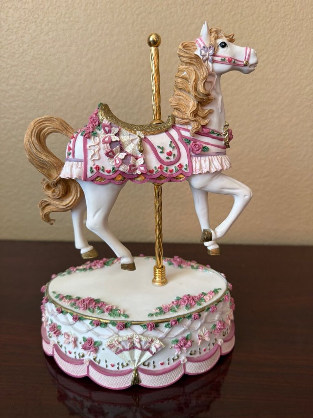 1996 San Francisco Music Box Carousel Horse Roses Butterflies All I Ask of You - Picture 4 of 15